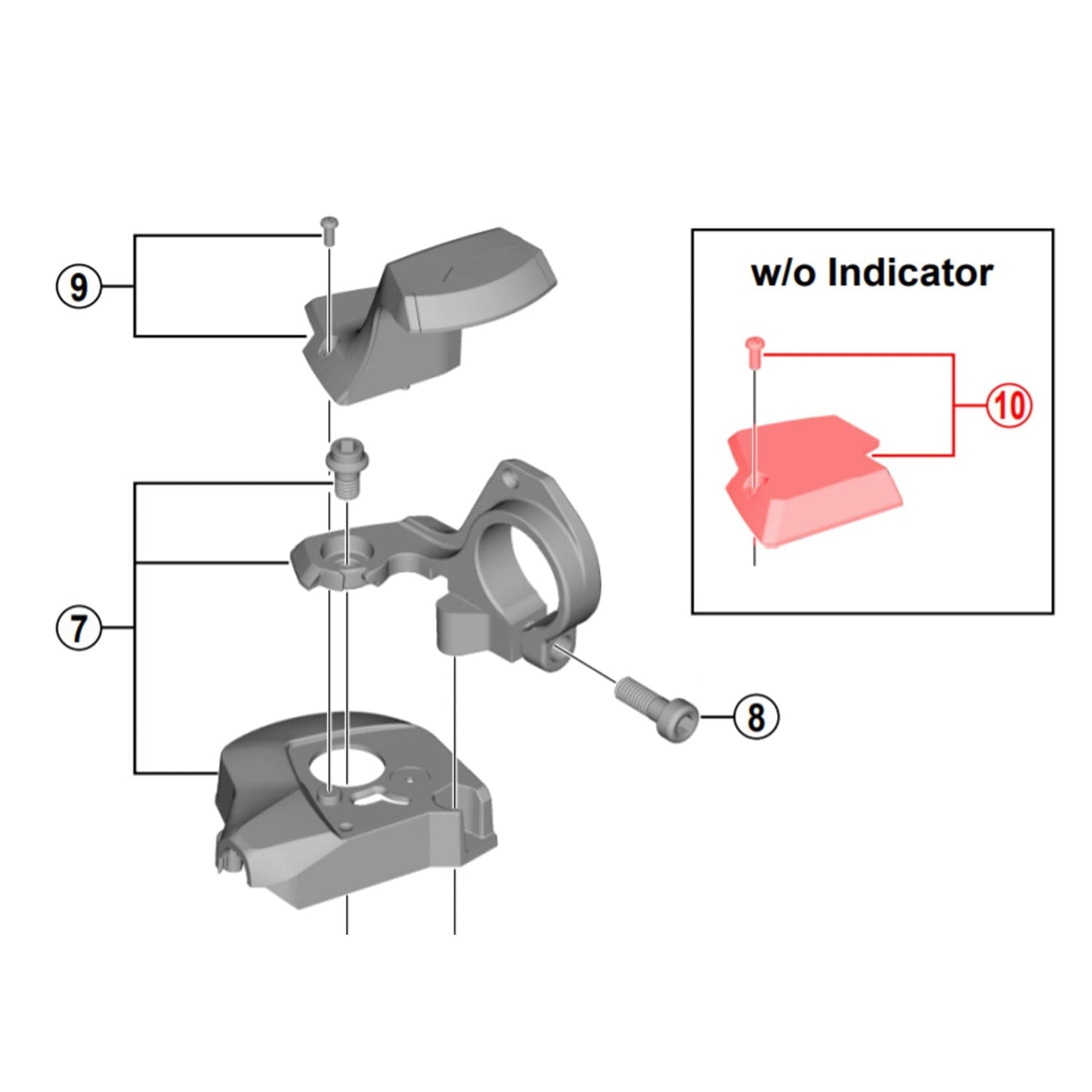 Capot de Passage Indicateur pour Commande de Vitesses SHIMANO SLX M7000 Droit #Y06M98070
