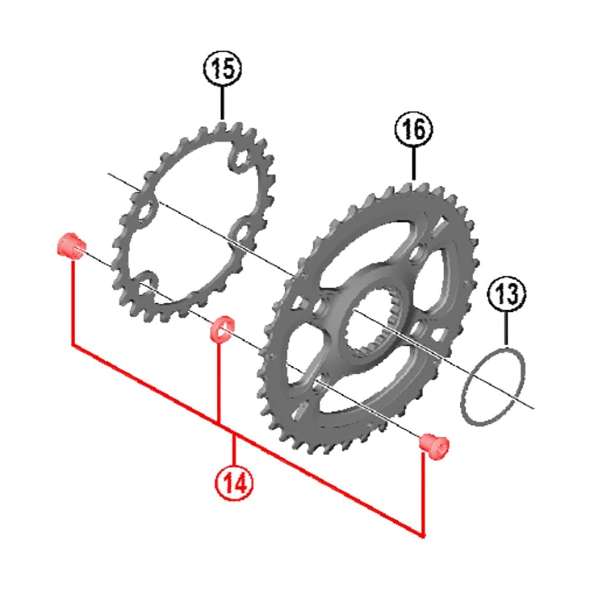 Kit 4 Vis et Cheminées pour Pédalier Double SHIMANO XT FC-M8100-2 #Y0J898020 Noir