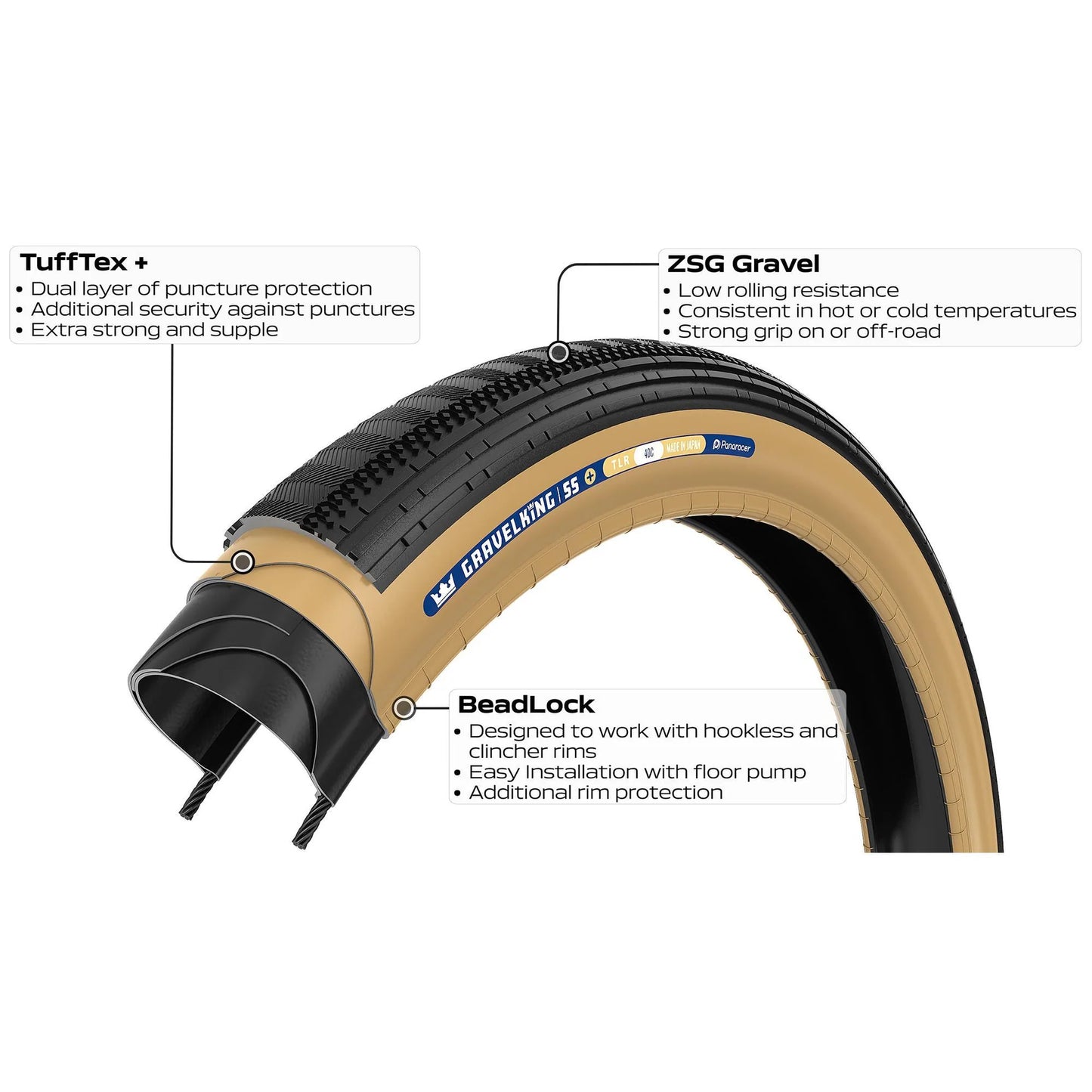 Pneu PANARACER GRAVELKING SEMISLICK+ TLR 700x40c Tubeless Ready Beige