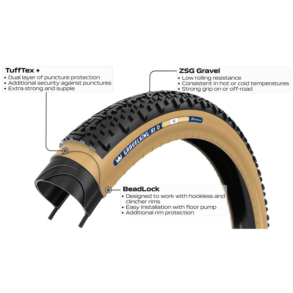Pneu PANARACER GRAVELKING X1+ TLR 700x35c Tubeless Ready Noir