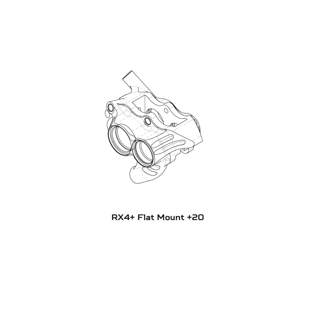 Etrier de Frein HOPE RX4+ SL FM 34mm (+20) 4 Pistons Minéral Smoke