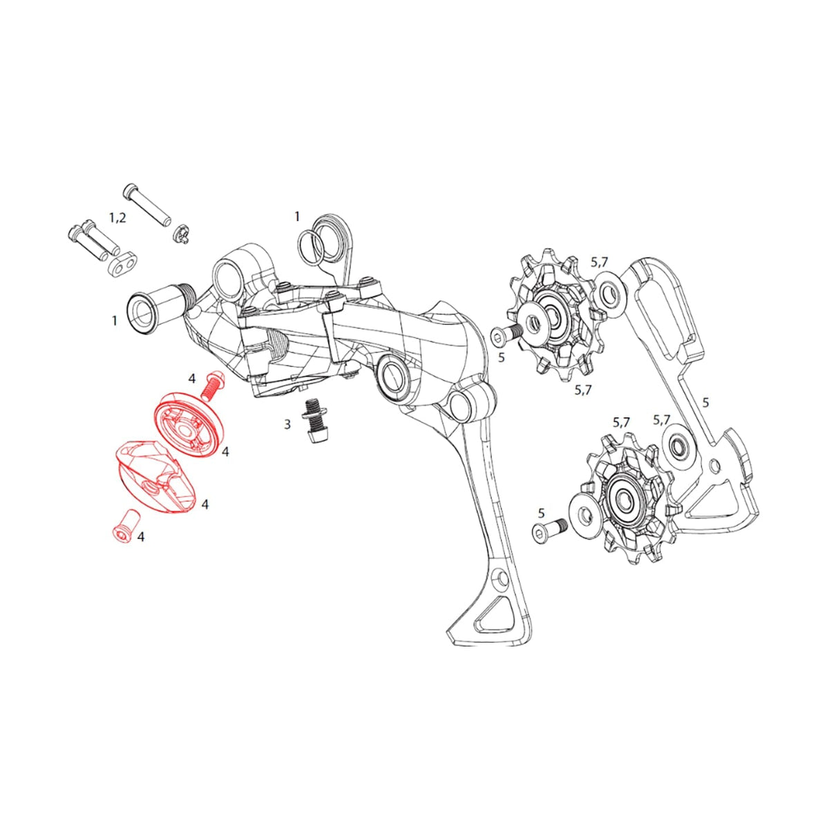 Kit Galet Guide Câble de Dérailleur Arrière SRAM X01/DH/X1 1x11V #11.7518.029.000