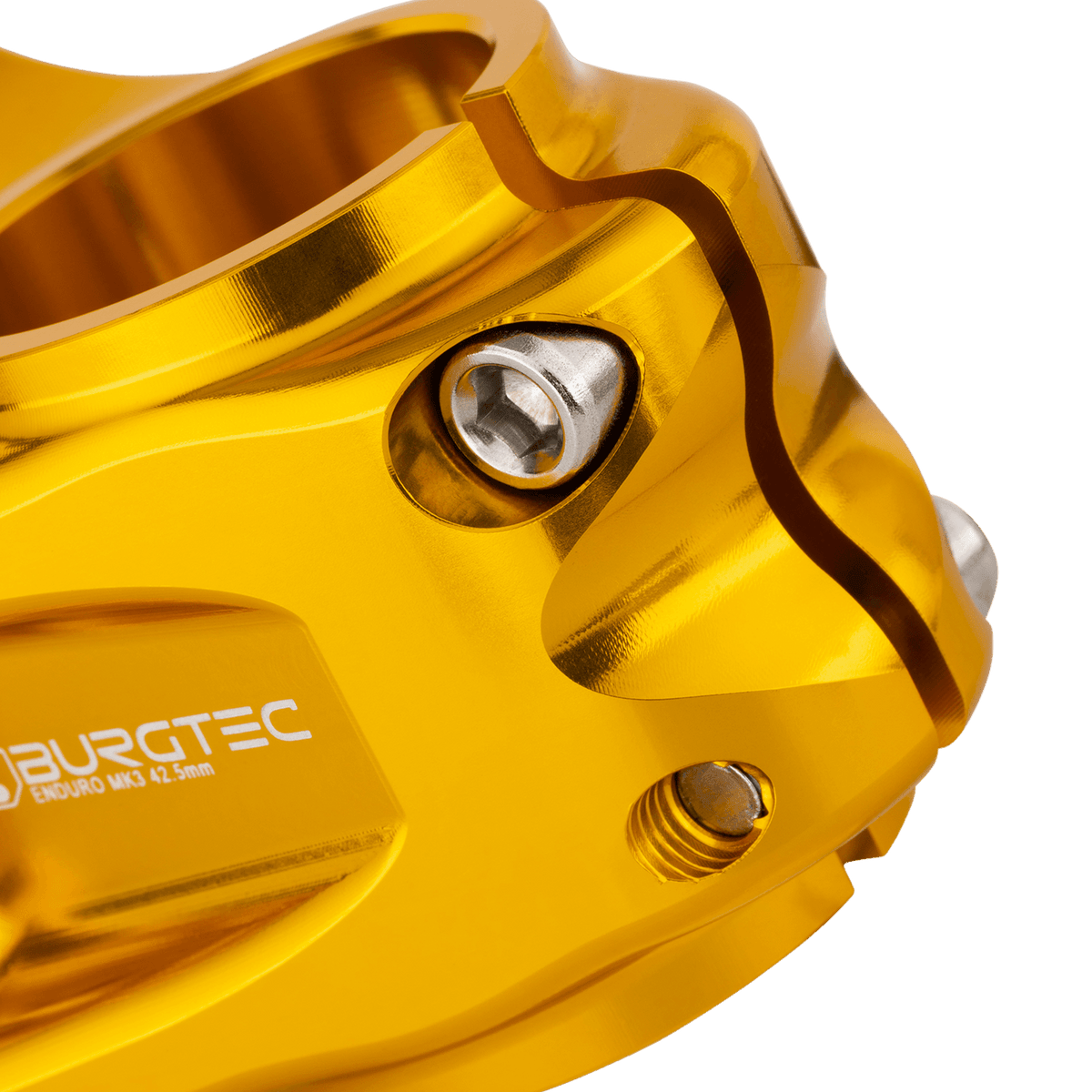 Potence BURGTEC ENDURO MK3 Or — détail du serrage du pivot