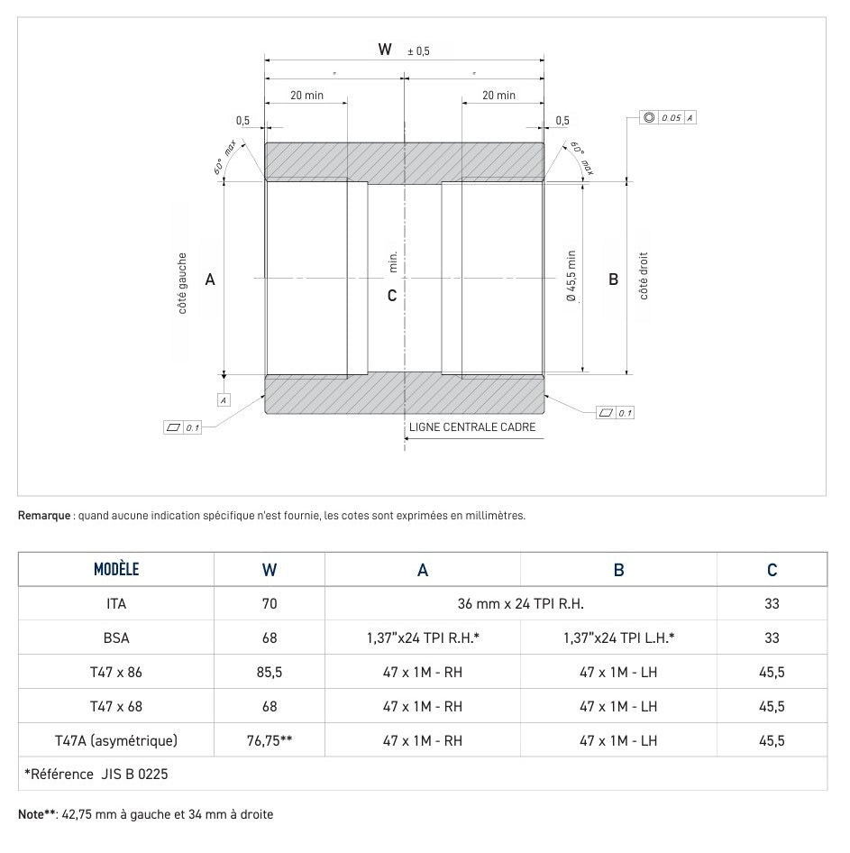 Boîtier de Pédalier Externe CAMPAGNOLO QCK-TECH T47x86mm