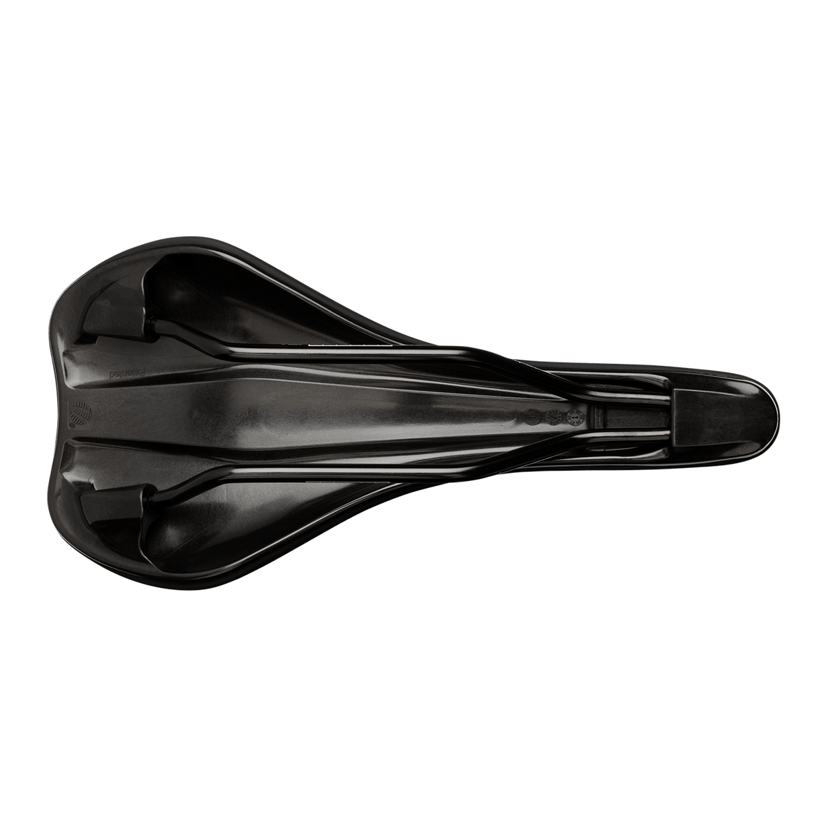 Selle BURGTEC THE CLOUD MK2 Rails Titane Noir — vue de dessous et rails titane