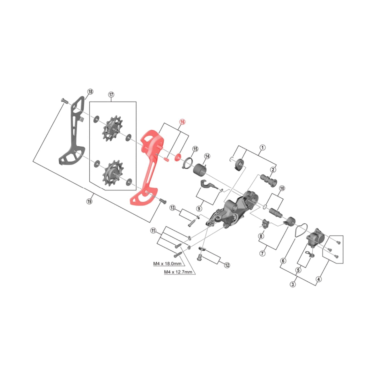 Chape Externe Longue pour Dérailleur Arrière SHIMANO XT RD-M8120-SGS — illustration d'origine cadrée sur fond blanc