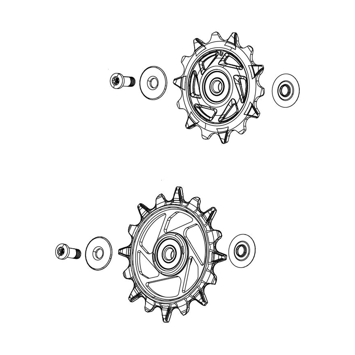 Galets de Dérailleur Arrière 12V SRAM XX-SL T-TYPE EAGLE AXS / RED XPLR E1 — illustration d'origine cadrée sur fond blanc