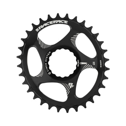 Plateau Mono RACE FACE OVAL NARROW WIDE 10/11/12V Cinch Direct Mount Noir — vue du plateau sur fond blanc