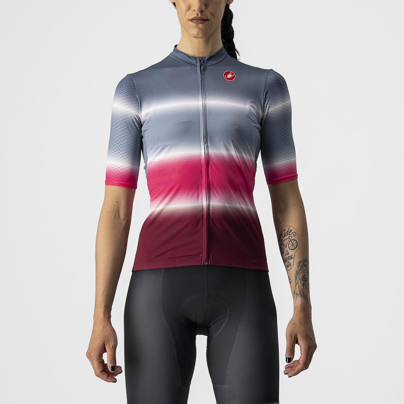 Maillot CASTELLI DOLCE Femme Manches Courtes Bleu/Bordeaux
