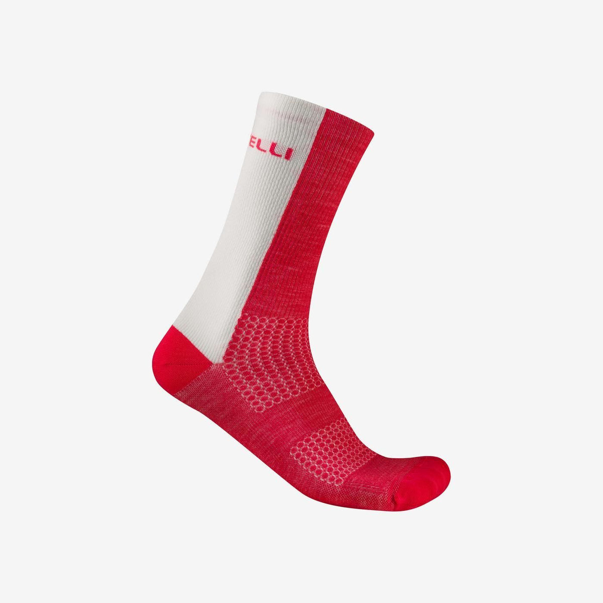 Chaussettes CASTELLI LOGO 18 MERINO Rouge/Blanc