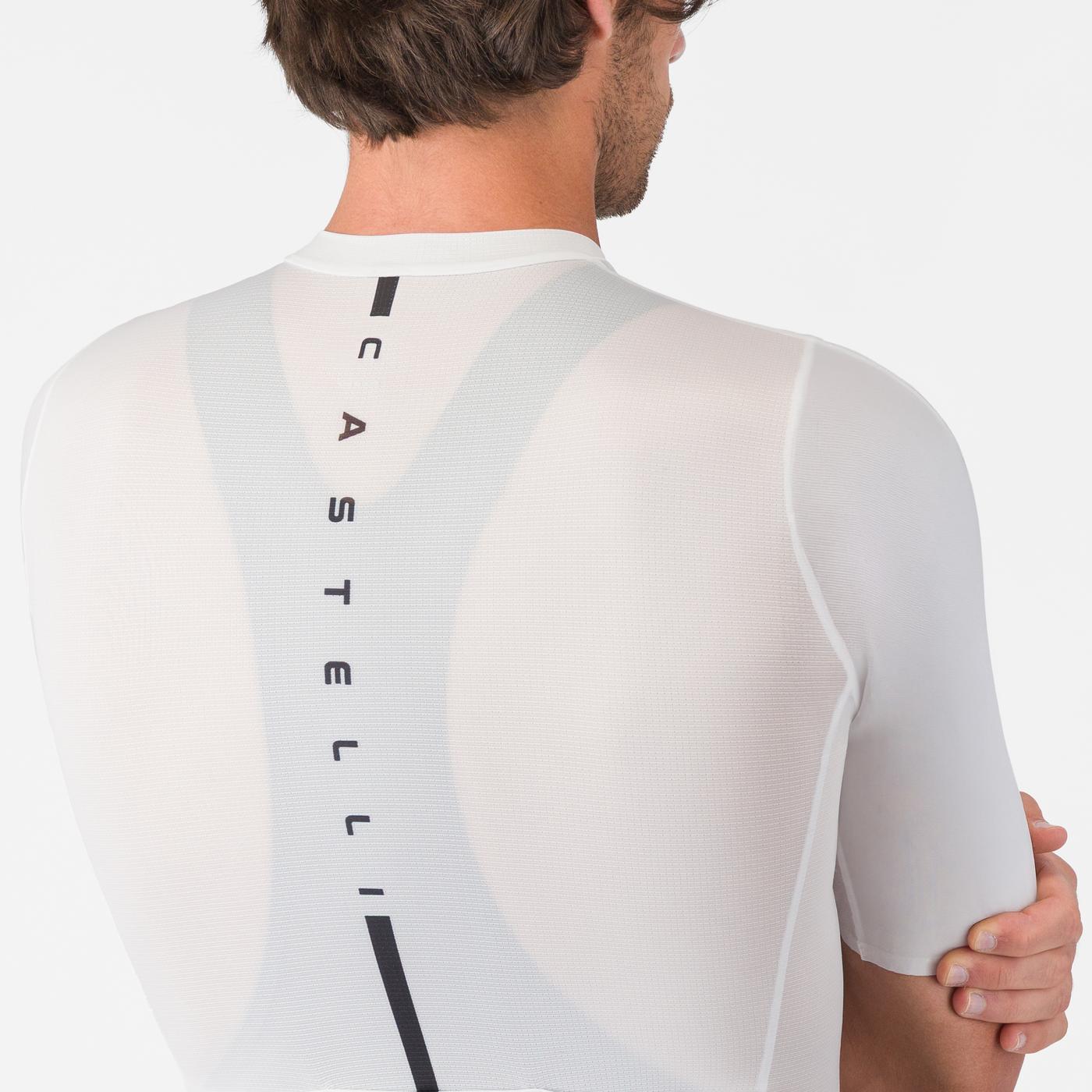 Maillot CASTELLI DRITTONE LOGO Manches Courtes Blanc
