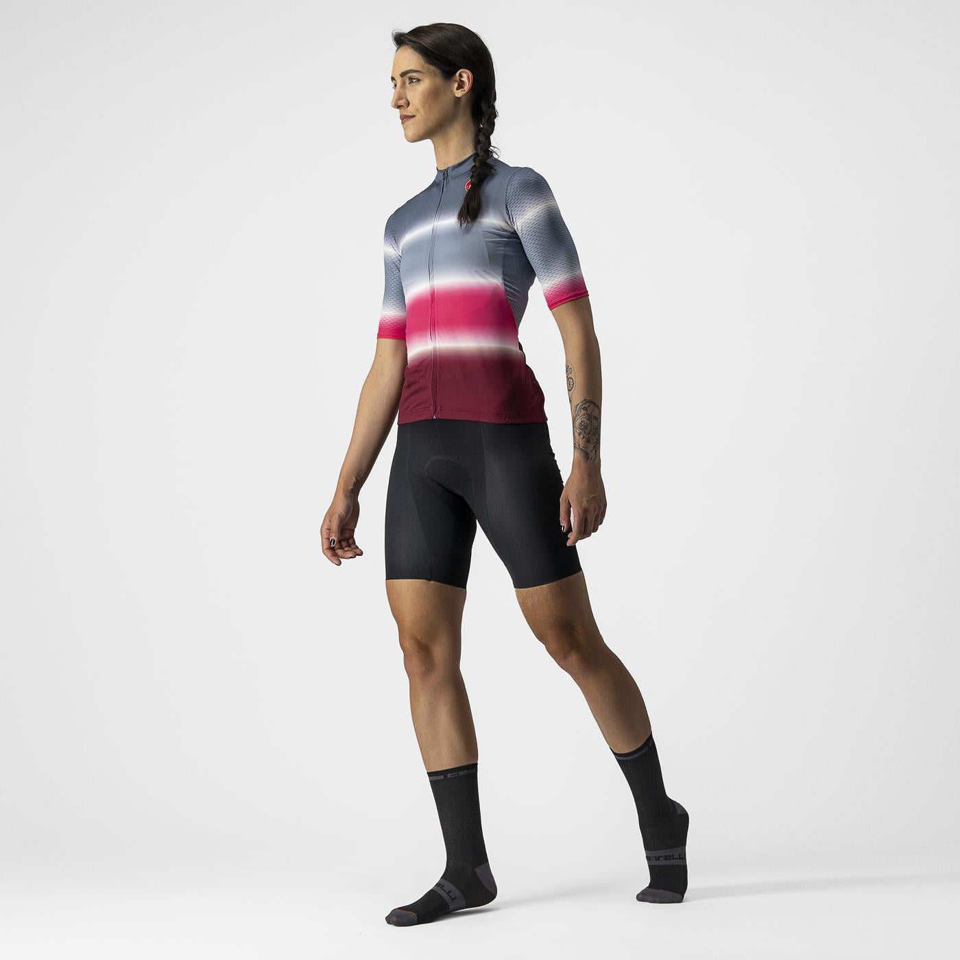 Maillot CASTELLI DOLCE Femme Manches Courtes Bleu/Bordeaux