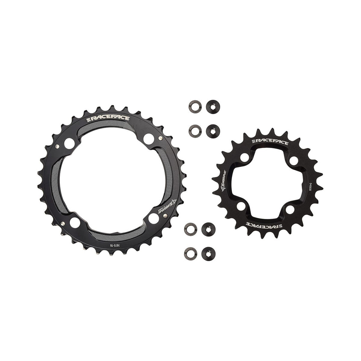 Set de Plateaux Double RACE FACE TURBINE 11V Noir — vue du plateau sur fond blanc