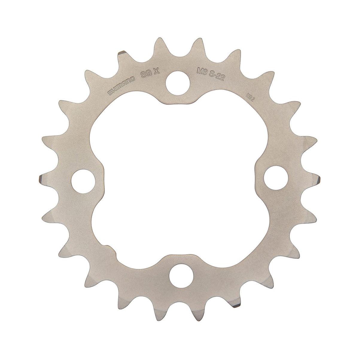 Plateau Intérieur SHIMANO DEORE M590 9V 4 Trous 64mm Argent — vue du plateau sur fond blanc