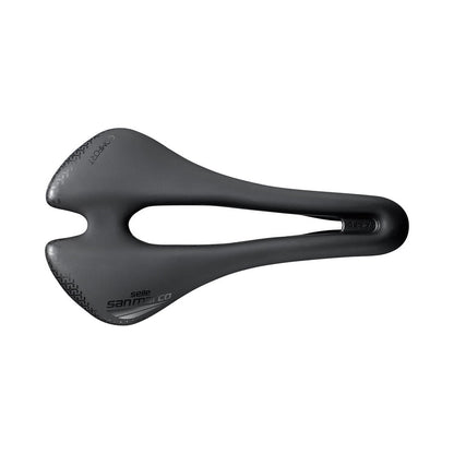 Selle SAN MARCO ASPIDE SHORT COMFORT OPEN-FIT DYNAMIC S3 Largeur 144mm Rails Manganèse