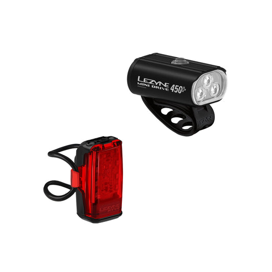 Kit éclairages LEZYNE MINI DRIVE 450+ avant et KTV+ DRIVE arrière Noir