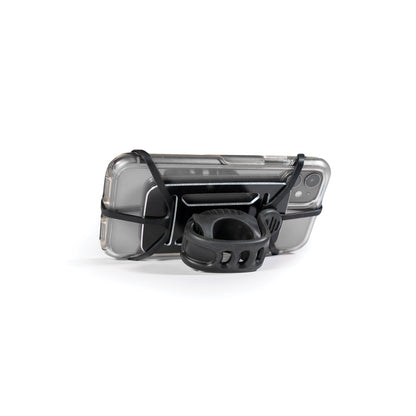 Support Smartphone LEZYNE SMART GRIP MOUNT — vue arrière du montage avec téléphone