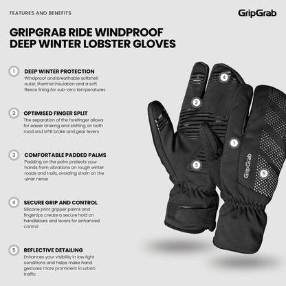 Gants GRIPGRAB DEEP WINTER LOBSTER Noir