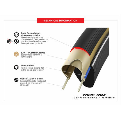 Pneu VITTORIA CORSA PRO SPEED WIDE Graphene G2.0 Tubeless Ready Souple Beige