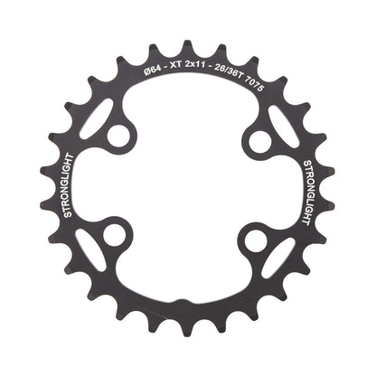 Plateau Intérieur STRONGLIGHT Shimano XT M8000/SLX M7000 11V 4 Trous 64mm — vue du plateau sur fond blanc