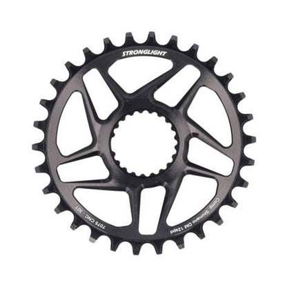 Plateau Mono STRONGLIGHT 12V Shimano Direct Mount Noir — vue du plateau sur fond blanc