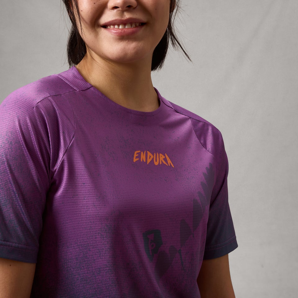 Maillot ENDURA SINGLETRACK PRINT Manches Courtes Femme End Purple