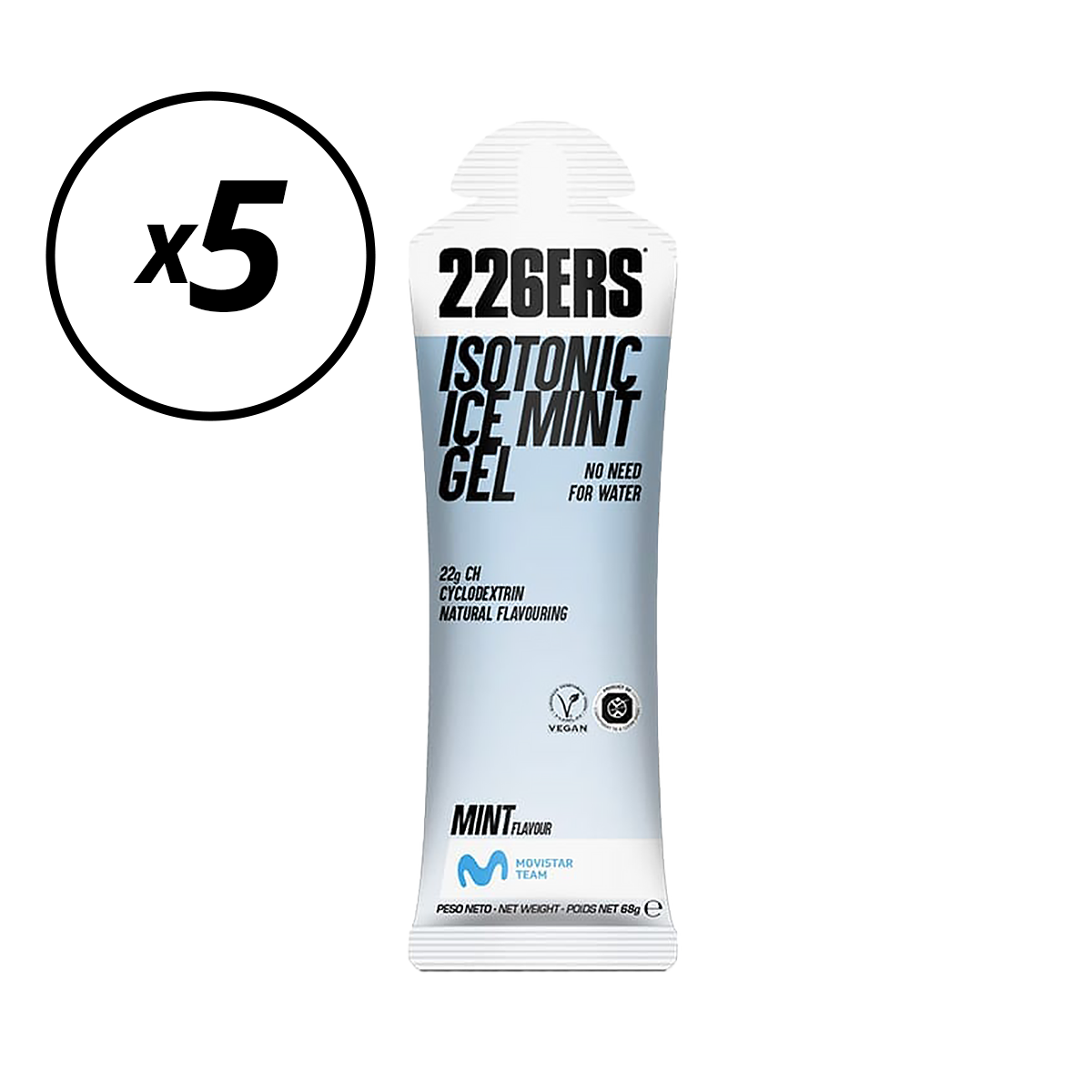 Lot de 5 Gels Énergétique 226ERS ISOTONIC (68G) Menthe DLUO Dépassée