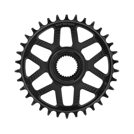 Plateau Mono E-THIRTEEN HELIX RACE E-SPEC 11/12V Direct Mount Bosch Gen4 Offset 13mm Noir — vue du plateau sur fond blanc