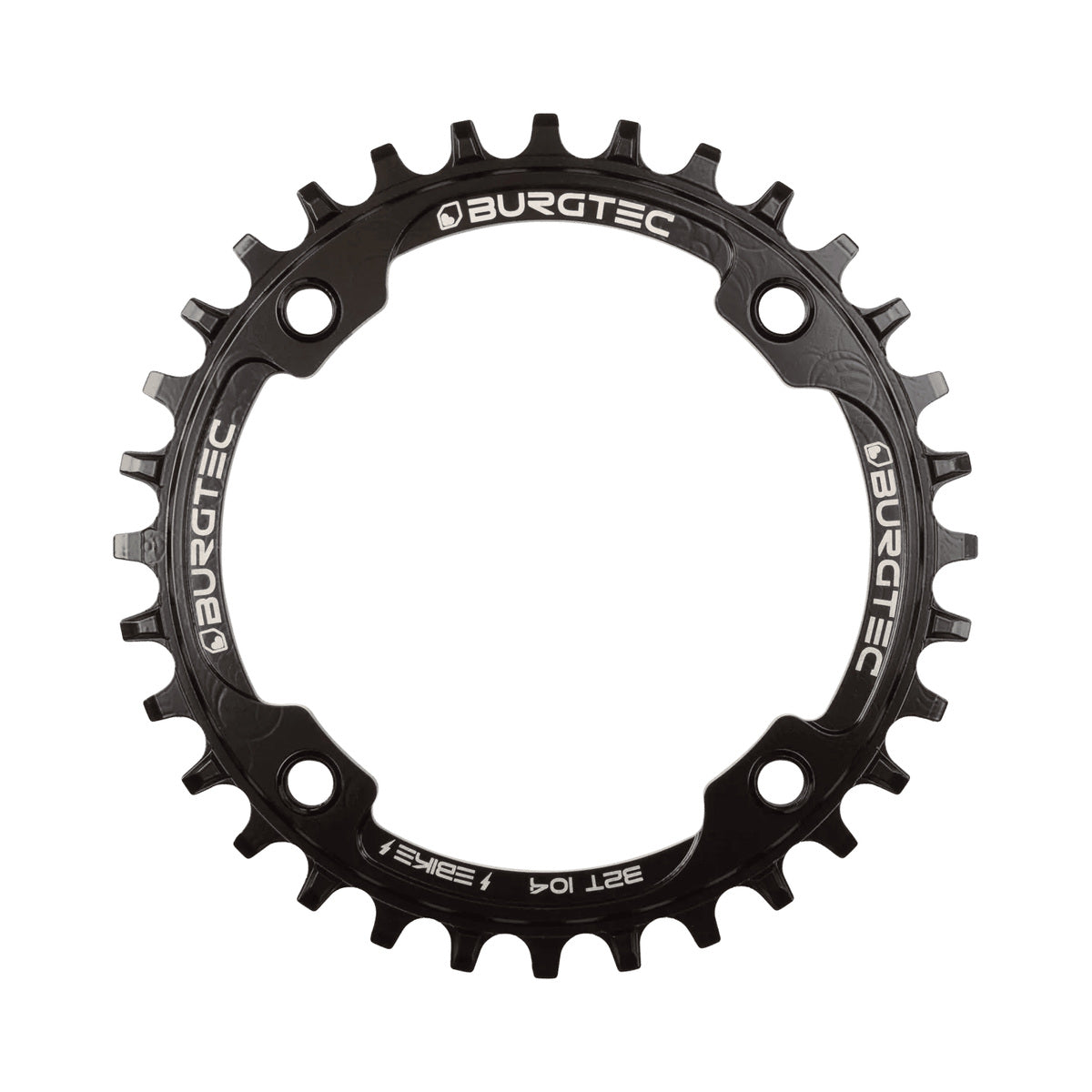 Plateau Mono BURGTEC E-BIKE THICK THIN Intérieur 104mm — vue du plateau sur fond blanc