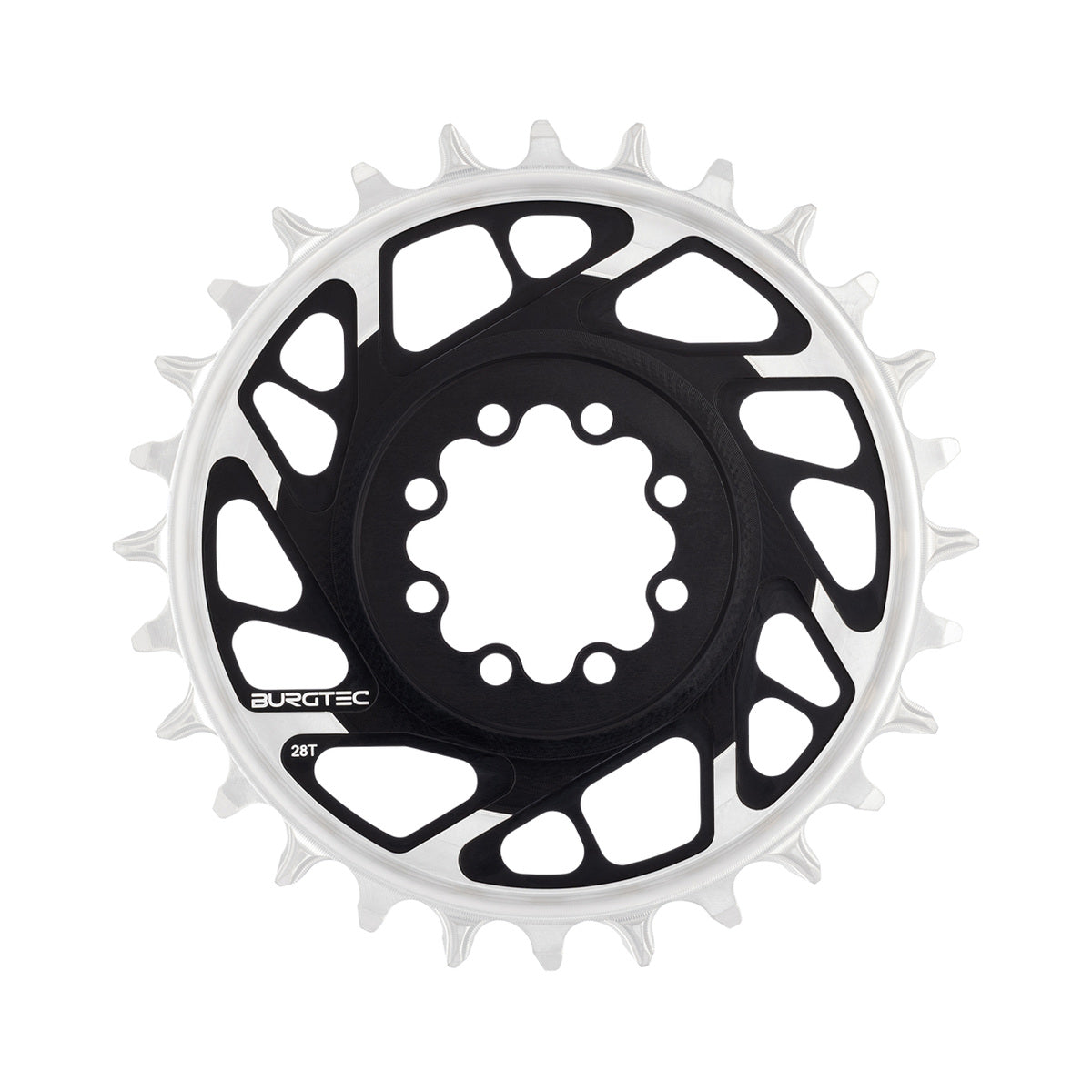 Plateau Mono BURGTEC THICK THIN 12V BOOST Direct Mount  8 Vis T-Type Narrow Wide Offset 3mm Noir — vue du plateau sur fond blanc