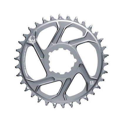 Plateau Mono SRAM X-SYNC 2 EAGLE 12V Direct Mount Offset 6mm Gris — vue du plateau sur fond blanc