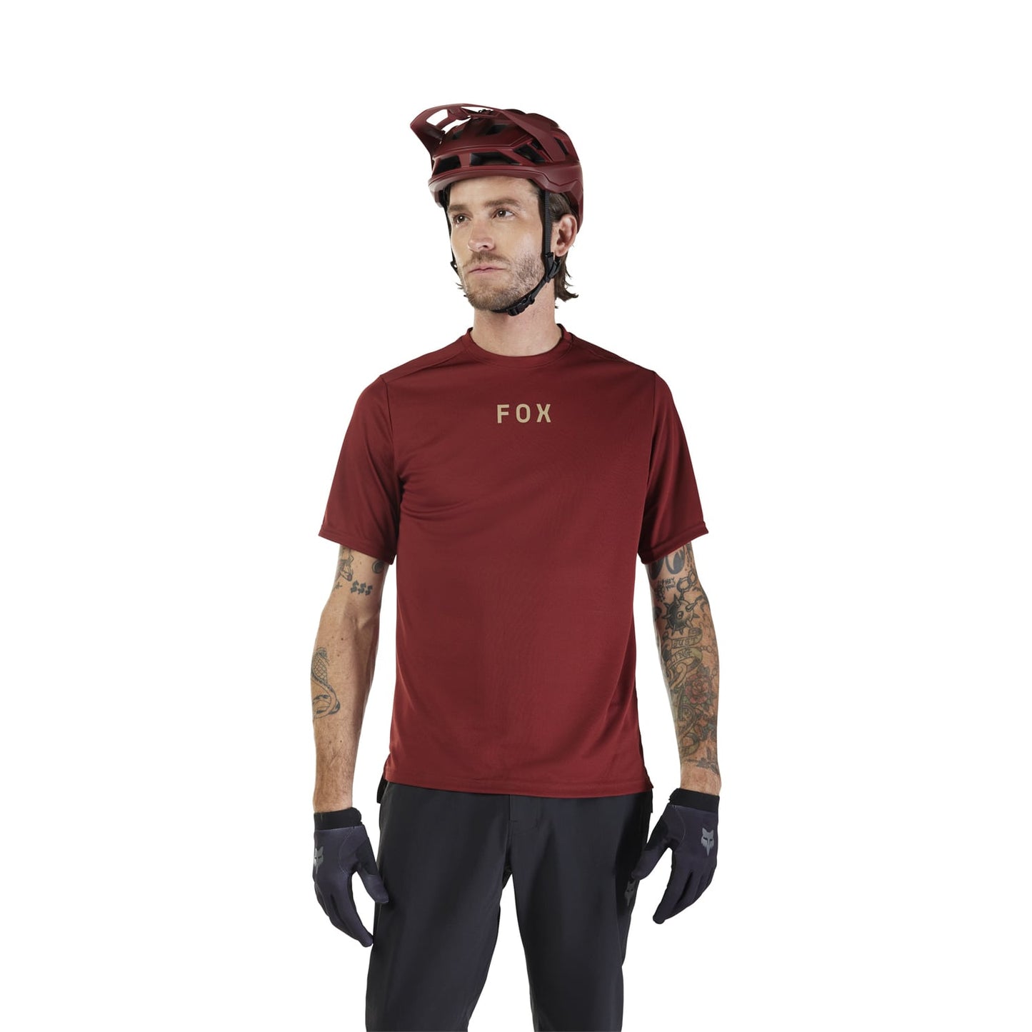 Maillot FOX RANGER WORDMARK Manches Courtes Bordeaux