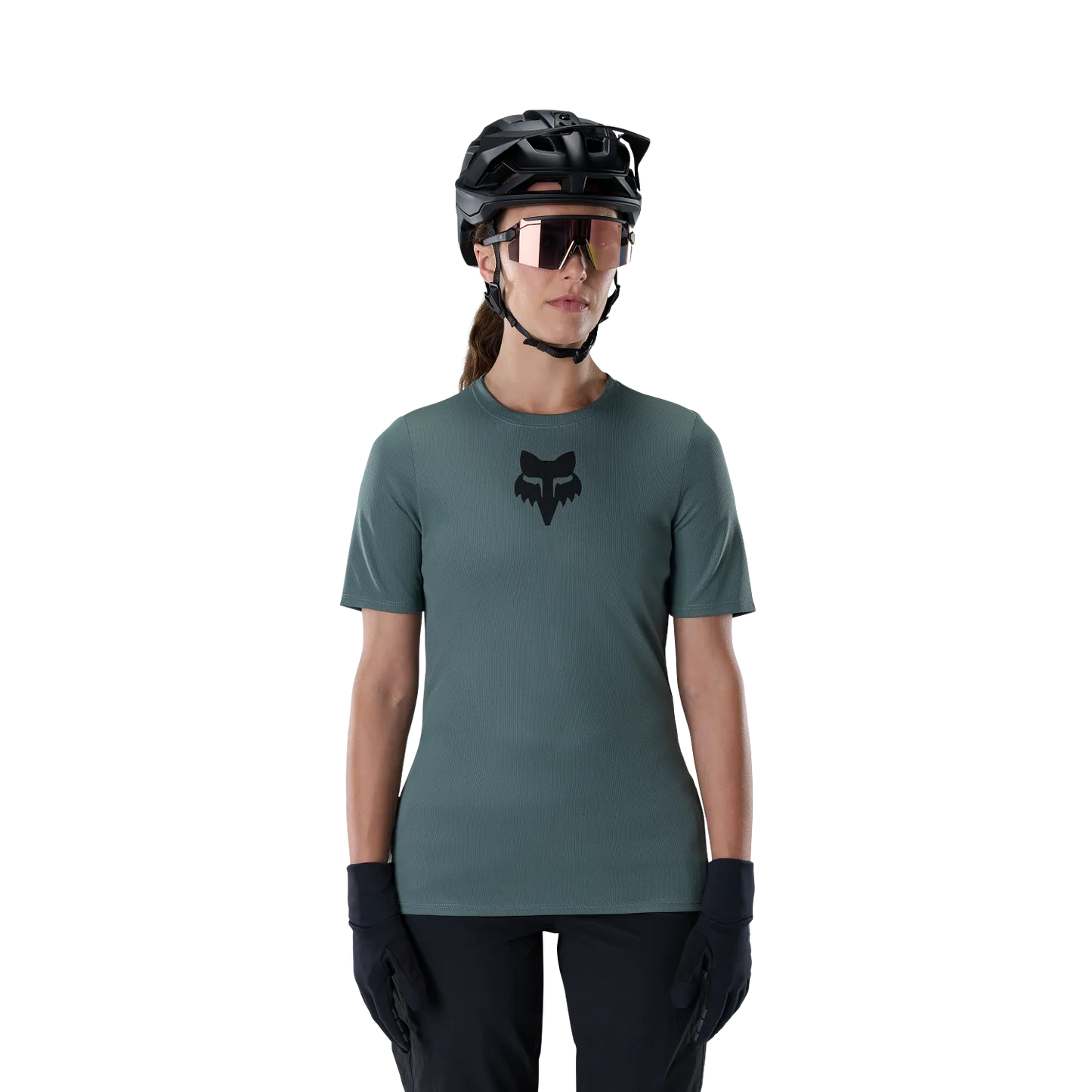 Maillot FOX RANGER HEAD Femme Manches Courtes Vert Sauge