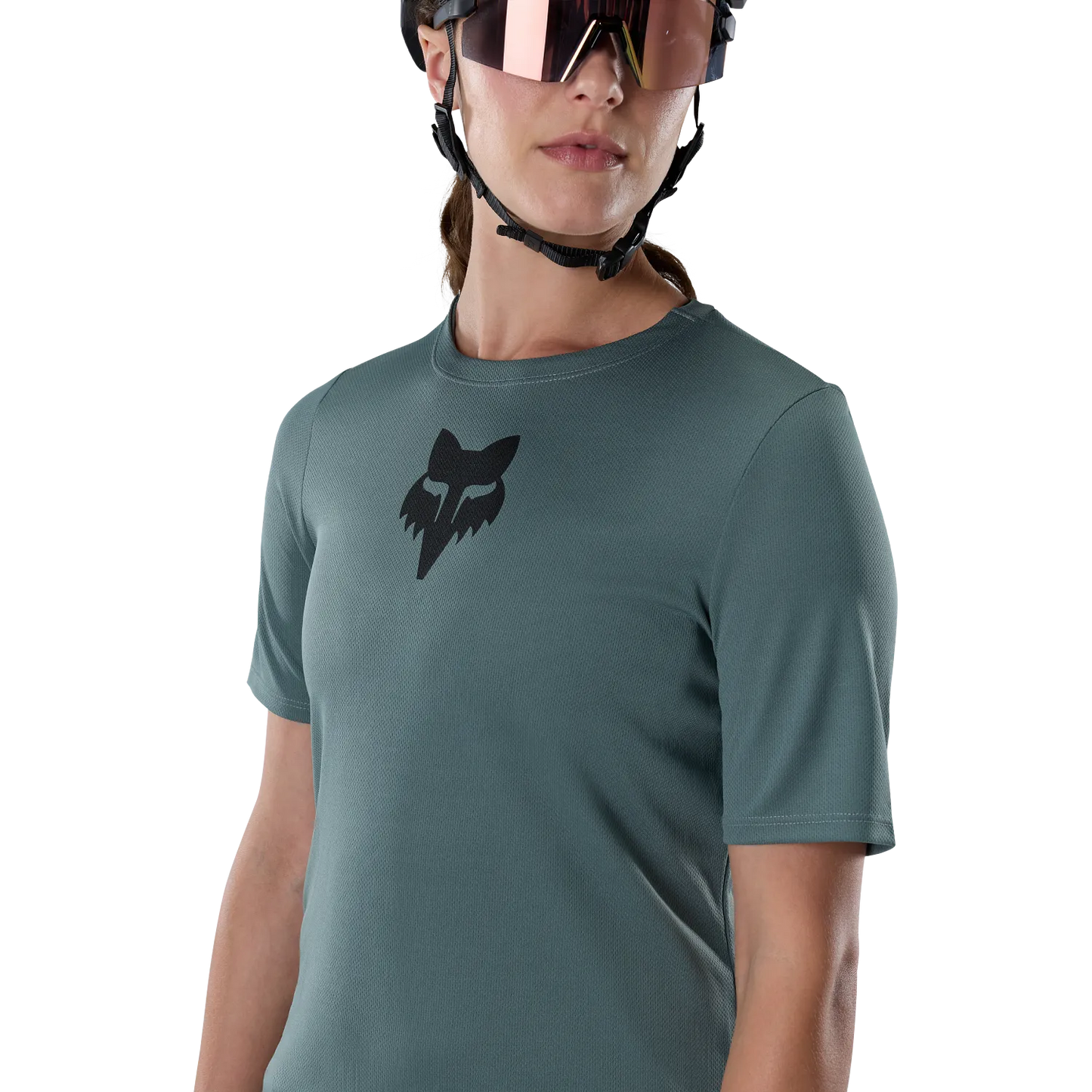 Maillot FOX RANGER HEAD Femme Manches Courtes Vert Sauge