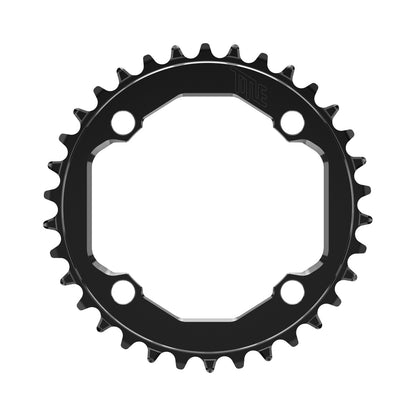 Plateau TITLE CR1-E 12V SHIMANO 104 BCD Noir — vue du plateau sur fond blanc