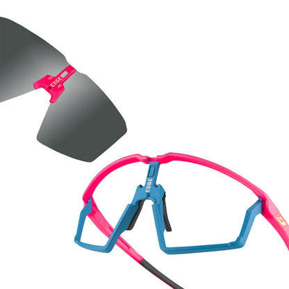 Lunettes JULBO EDGE Rose fluo/Bleu Spectron 3 Smoke