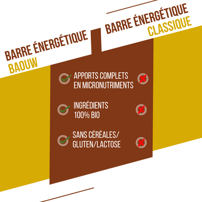 Barre Énergétique BAOUW BIO EXTRA Banane-Pécan (50g)