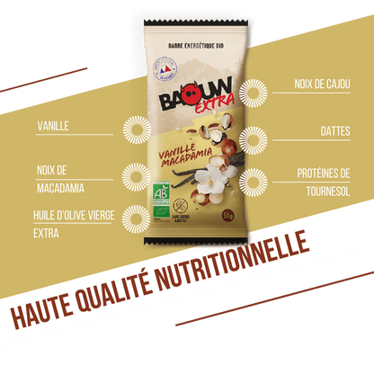 Barre Énergétique BAOUW BIO EXTRA Vanille-Macadamia (50g)