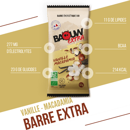 Barre Énergétique BAOUW BIO EXTRA Vanille-Macadamia (50g)