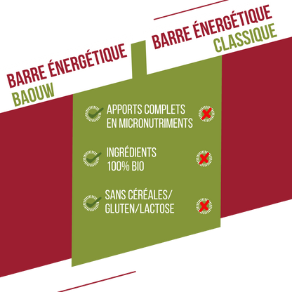 Barre Énergétique BAOUW BIO EXTRA Framboise-Pistache (50g)