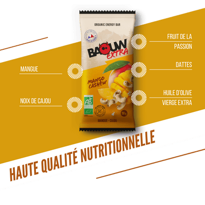 Barre Énergétique BAOUW BIO EXTRA Mangue Cajou (50g)