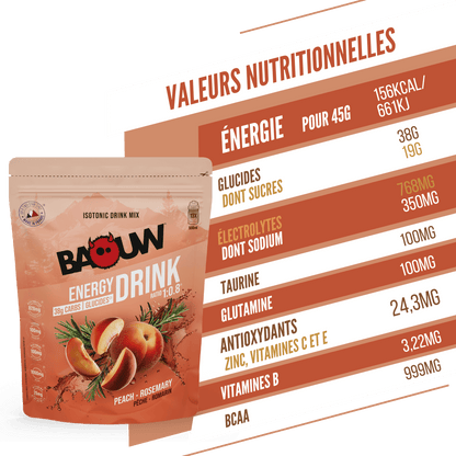 Boisson Énergétique BAOUW ISOTONIC (585g) Pêche Romarin