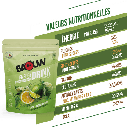 Boisson Énergétique BAOUW ISOTONIC (585g) Citron Vert/Fleur de Sureau