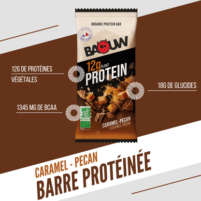 Barre Protéinée BAOUW BIO EXTRA Caramel/Pécan (50g)
