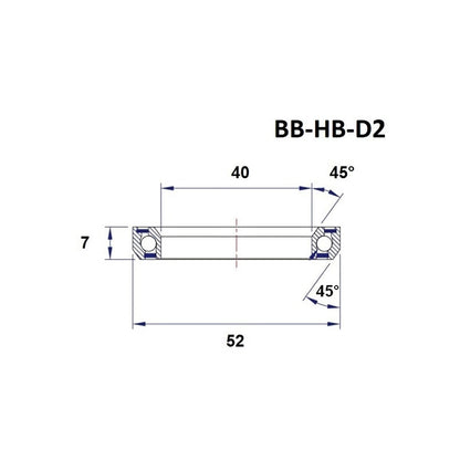 Roulement de Direction BLACK BEARING D2 1-1/2" 45/45° (40 x 52 x 7 mm)