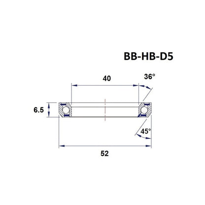 Roulement de Direction BLACK BEARING D5 1-1/2" 36/45° (40 x 52 x 6,5 mm)