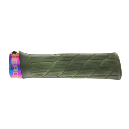Grips ERGON GE1 EVO Factory Vert Frozen Moss colliers Oil Slick - détail