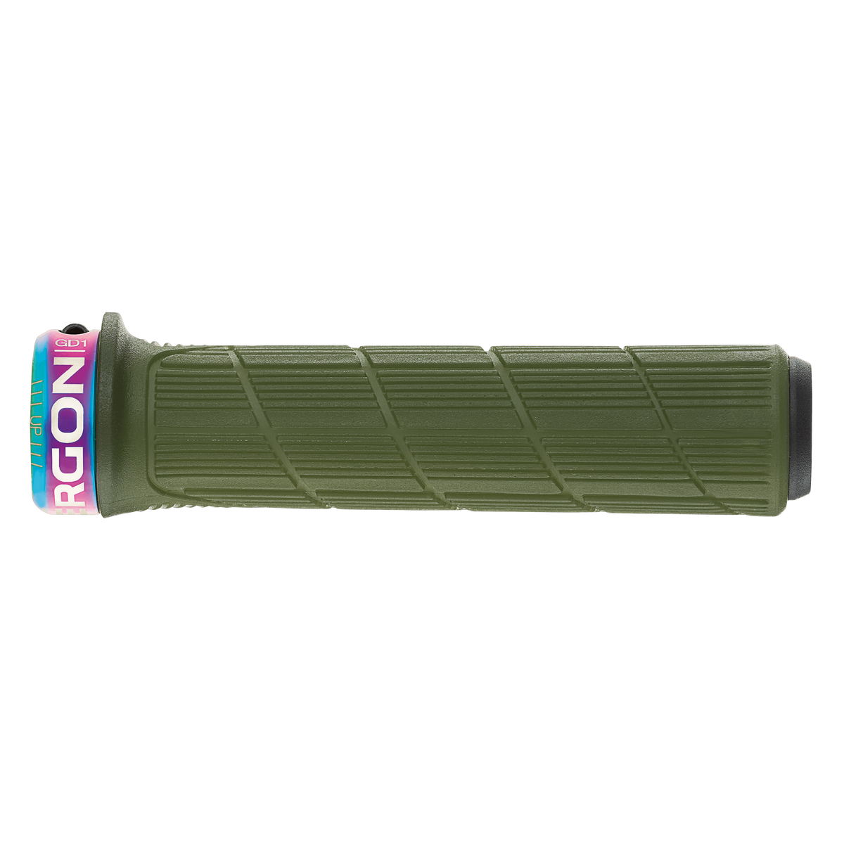 Grips ERGON GD1 EVO Slim Factory Vert Moss Frozen colliers Oil Slick - détail