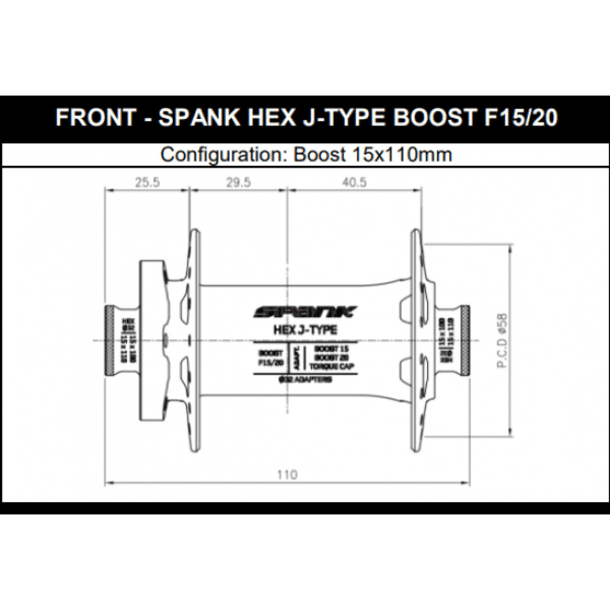 Moyeu Avant SPANK HEX 15/20 mm Boost 32 Trous Violet