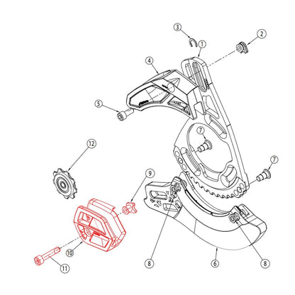 Guide inférieur pour Guide-Chaîne E-THIRTEEN  LG1+/LS1+ Blanc #SLDR.LG1+LWR.W — schéma de repérage de la pièce inférieure, ensemble illustré